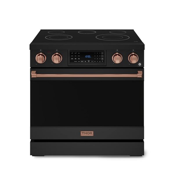Gordon Ramsay by Thor Kitchen 36-in Professional Electric Range with Tilt Panel Touch Control in Black/Rose Gold