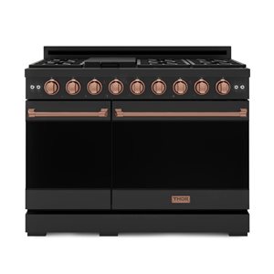 Gordon Ramsay by Thor Kitchen 48-in Professional Black/Rose Gold Gas Range w/ Double Oven