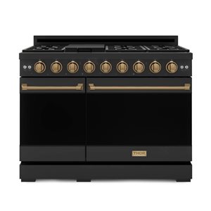 Gordon Ramsay by Thor Kitchen 48-in Professional Black/Bronze Gas Range w/ Double Oven