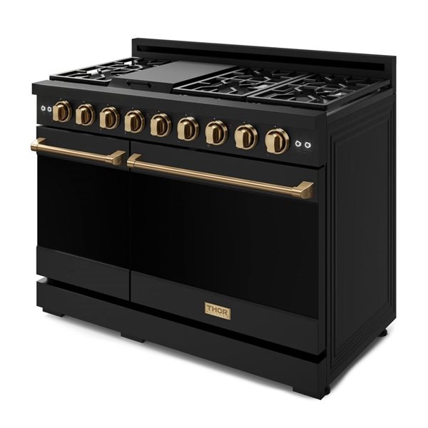 Gordon Ramsay by Thor Kitchen 48-in Professional Black/Bronze Gas Range w/ Double Oven