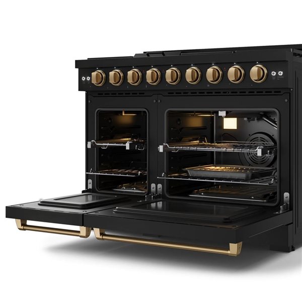 Gordon Ramsay by Thor Kitchen 48-in Professional Black/Bronze Gas Range w/ Double Oven