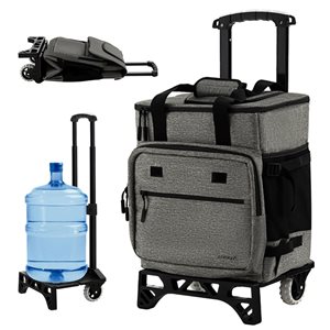 Costway 50-L Wheeled Insulated 3-in-1 Grey Portable Cooler w/ Adjustable Handle and Bottom Plate