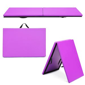 Costway 6-ft L x 2-ft W x 1.6-in Thick Purple Foldable Gymnastic Yoga Mat w/ Handle