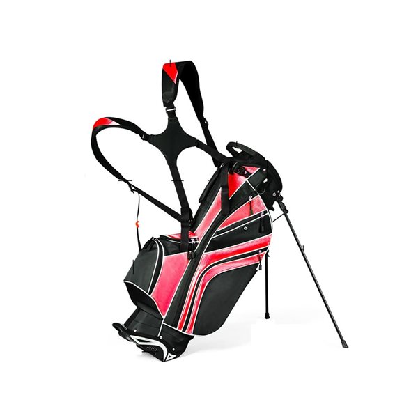 Costway Red Golf Club Bag w/ 6-Way Divider and Pockets