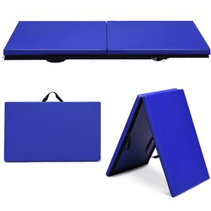 Costway 6-ft L x 2-ft W x 1.6-in Thick Blue Foldable Gymnastic Yoga Mat w/ Handle