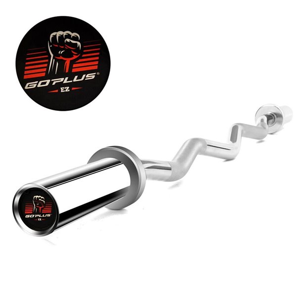 Costway 28 mm Chrome Steel Olympic EZ Curl Bar