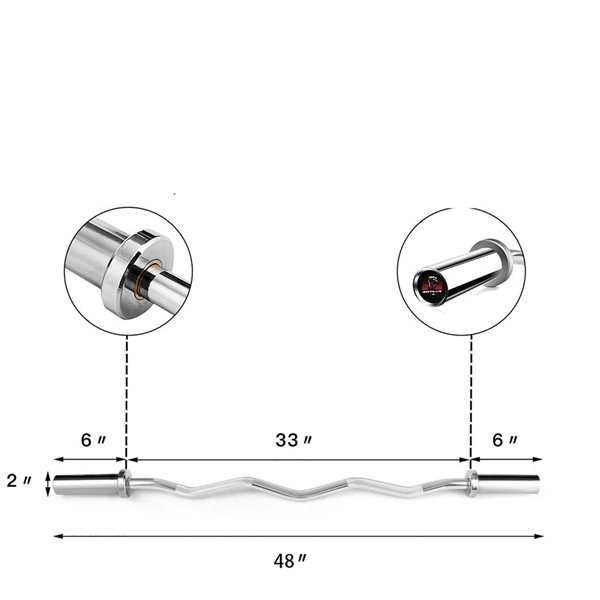 Costway 28 mm Chrome Steel Olympic EZ Curl Bar