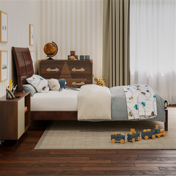 AFI Portland Walnut Solid Wood Low-Profile Platform Bed - Twin Size