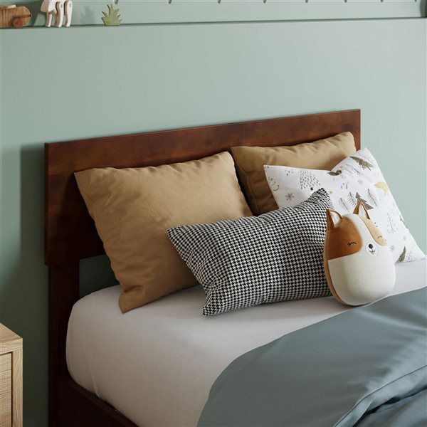 AFI Orlando Walnut Solid Wood Low Profile-Platform Bed - Twin Size
