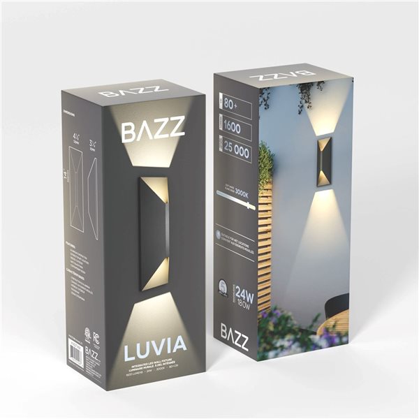 BAZZ LUVIA 24W Outdoor Integrated LED Wall Scone Light Fixture