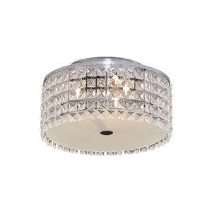 BAZZ GLAM 11-in Chrome and Glass Flush Mount Ceiling Light Fixture