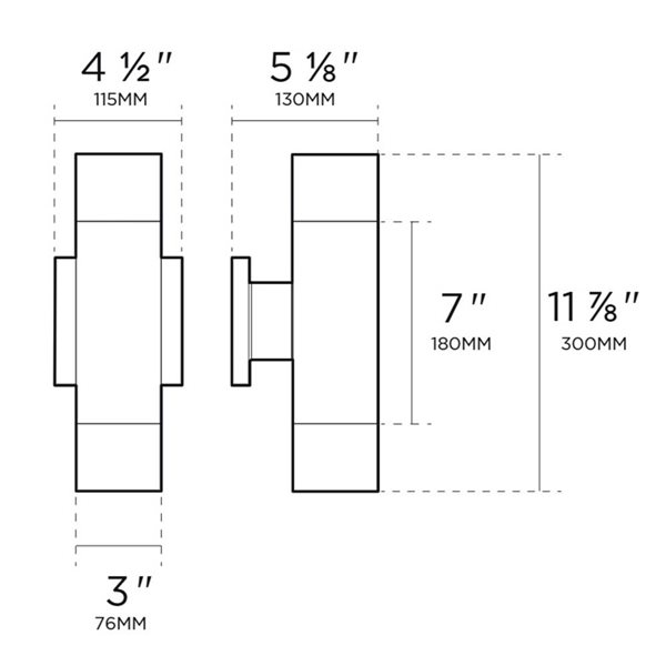 BAZZ LUVIA 3000K Matte Black Aluminum Outdoor Integrated LED Wall Sconce