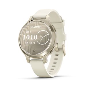 Garmin Lily 2 Active Smartwatch and Fitness Tracker - Lunar Gold with Bone Silicone Band