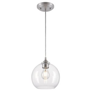 Westinghouse Tatze One-Light Brushed Nickel Indoor Mini Pendant Light w/ Clear Glass