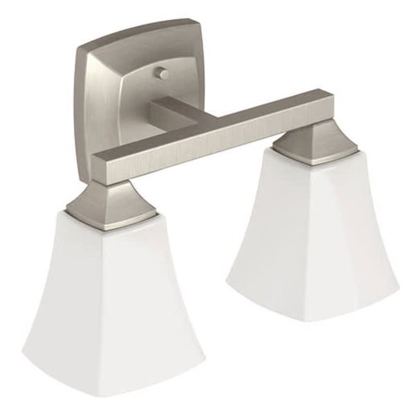 MOEN Voss 9.5-in W 2-Light Brushed Nickel Transitional Wall Sconce