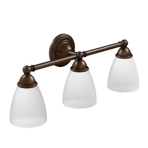 Applique murale à 3 lumières Brantford de MOEN 10,5 po l. style transitionnel en bronze