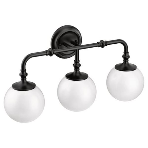 MOEN Colinet 11-in W 3-Light Matte Black Transitional Wall Sconce