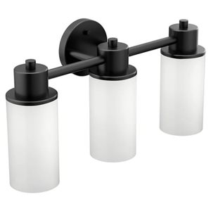 Applique murale à 3 lumières Iso de MOEN 11 po l. style transitionnel en noir mat