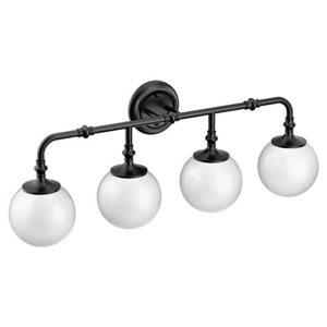 Applique murale à 4 lumières Colinet de MOEN 11 po l. style transitionnel en noir mat
