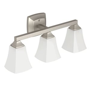 Applique murale à 3 lumières Voss de MOEN 10 po l. style transitionnel en nickel brossé