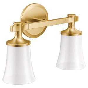 Applique murale à 2 lumières Flara de MOEN 11,5 po l. style transitionnel en or