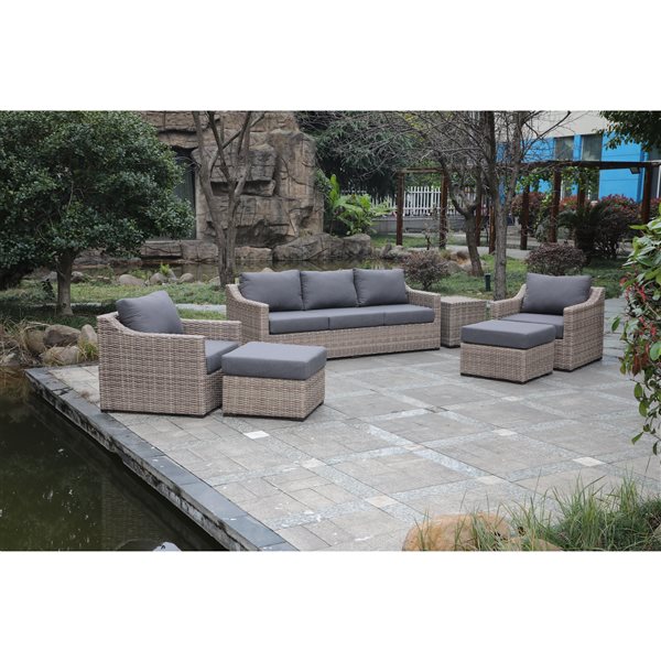 Think Patio Maple Grove All-Weather Charcoal Wicker Patio Conversation Set