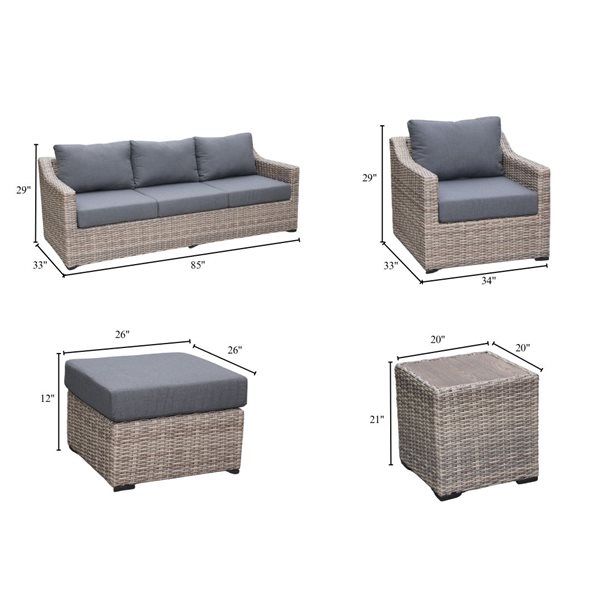 Think Patio Maple Grove All-Weather Charcoal Wicker Patio Conversation Set