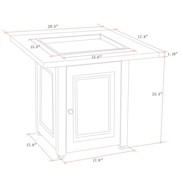 Think Patio 28-in Square Fire Table