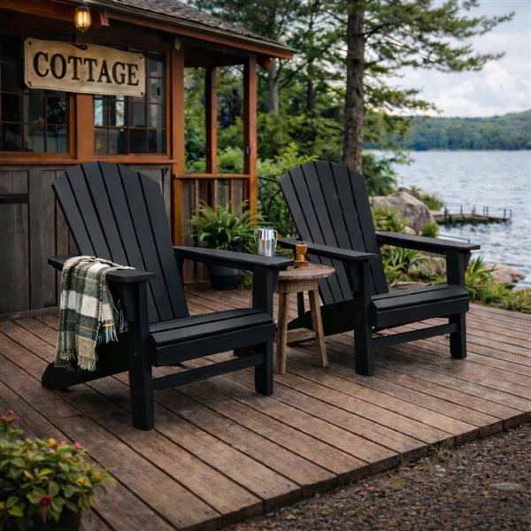Think Patio Traditional Black Resin Wood Patio Muskoka Chair RWC01
