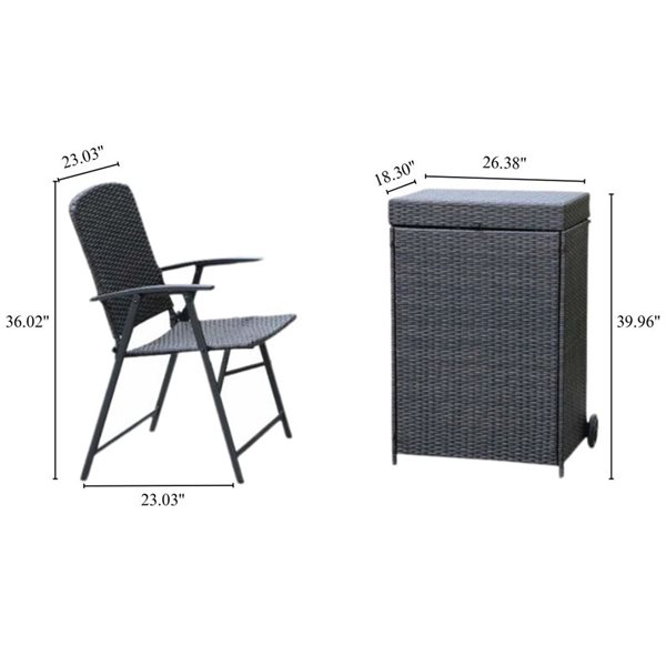 Think Patio Birkdale 5-Piece Folding Wicker Chair Set w/ Storage Box