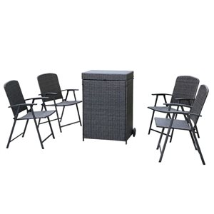 Ensemble de chaises pliantes en osier Birkdale 5 pièces par Think Patio avec boîte de rangement