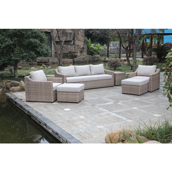 Think Patio Maple Grove All-Weather Ash Grey Wicker Patio Conversation Set