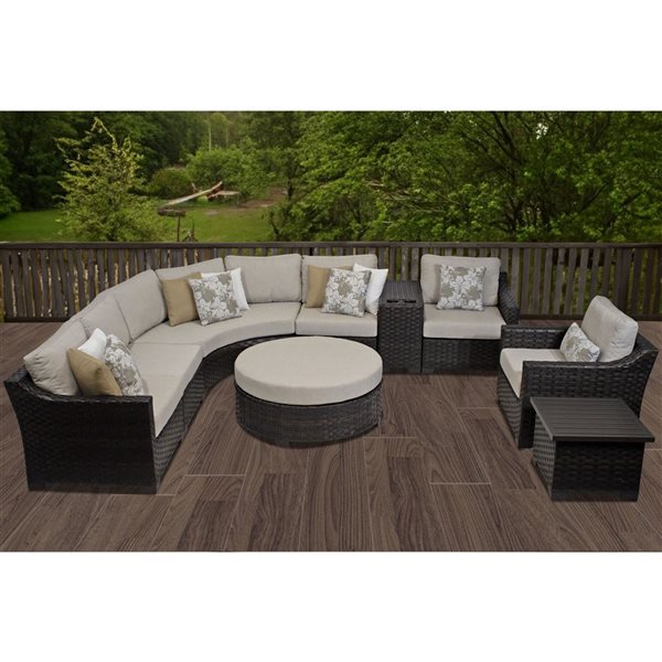Think Patio Riverbrook Deluxe All-Weather Wicker Modular 9-Piece Patio Sectional Set