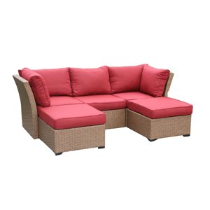 Ensemble de patio sectionnel 5 pièces Lakeview par Think Patio en osier toutes saisons rouge