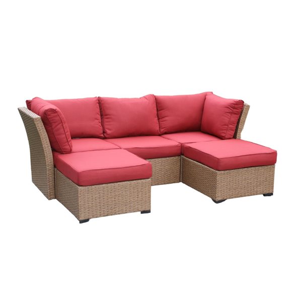 Think Patio Lakeview 5-Piece All-Weather Chili Wicker Sectional Patio Set