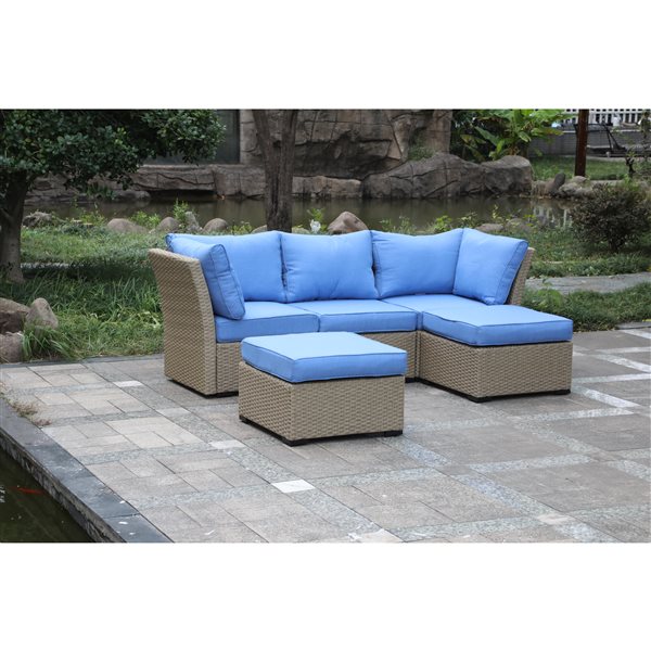 Ensemble de patio sectionnel 5 pièces Lakeview par Think Patio en osier toutes saisons bleu