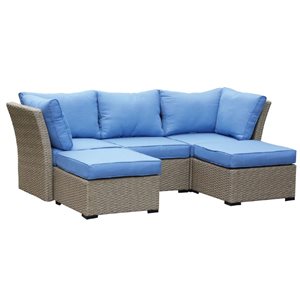 Ensemble de patio sectionnel 5 pièces Lakeview par Think Patio en osier toutes saisons bleu