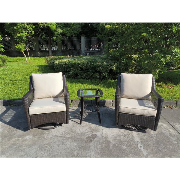 Think Patio Glendenning 3-Piece All-Weather Wicker Swivel Bistro Set