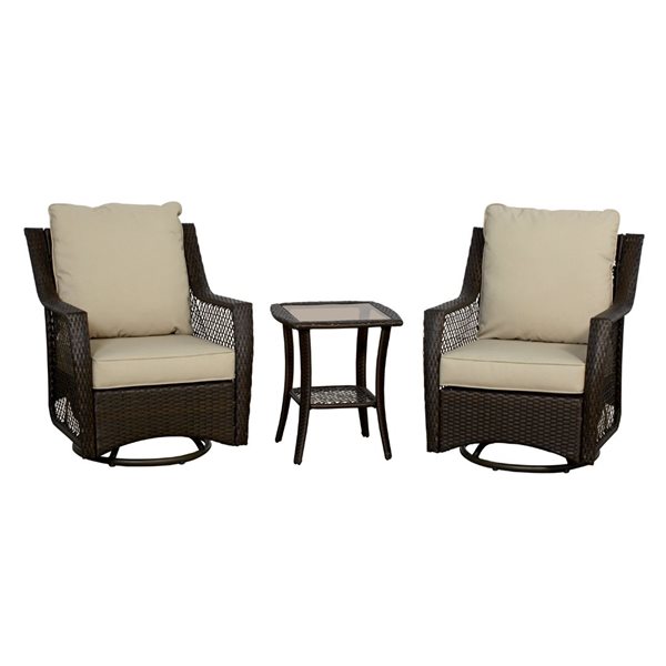 Think Patio Glendenning 3-Piece All-Weather Wicker Swivel Bistro Set