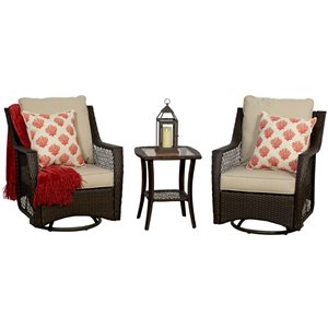 Ensemble bistro pivotant en osier toutes saison Glendenning par Think Patio