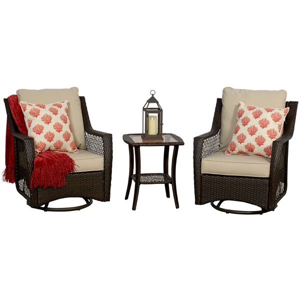 Think Patio Glendenning 3-Piece All-Weather Wicker Swivel Bistro Set