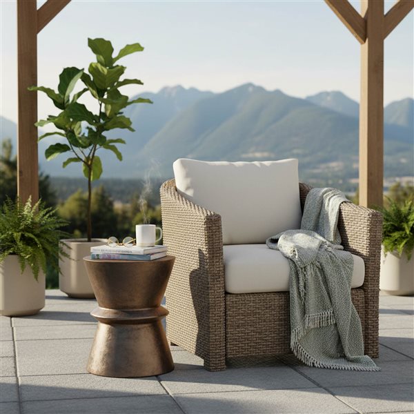 LH Home Bronze Concrete Hourglass Side Table - Indoor/Outdoor