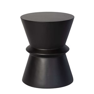 LH Home Black Concrete Hourglass Side Table