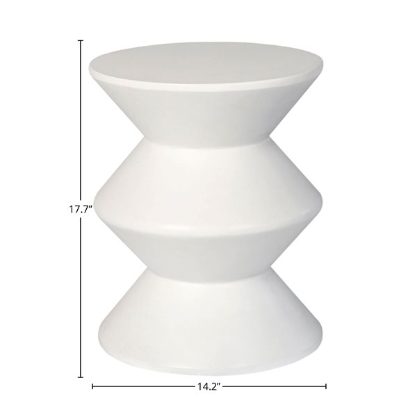 LH Home White Concrete Inverted Side Table - Indoor/Outdoor
