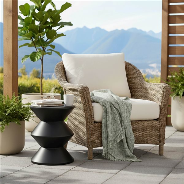 LH Home Black Concrete Inverted Side Table - Indoor/Outdoor