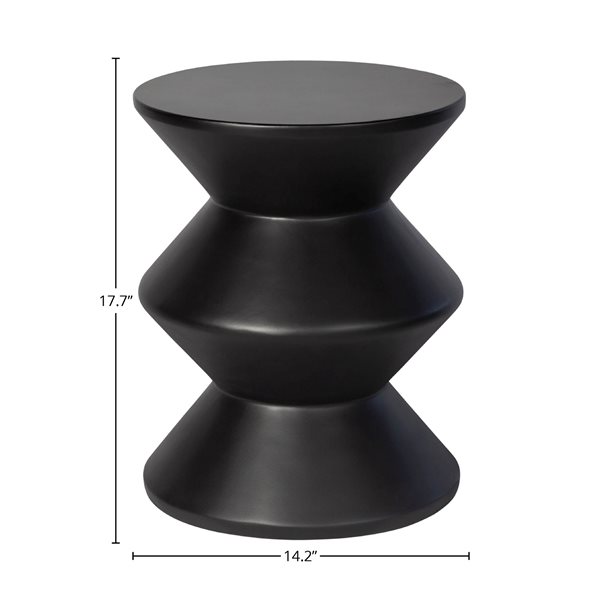 LH Home Black Concrete Inverted Side Table - Indoor/Outdoor