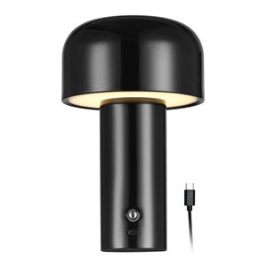 Globe Electric 8-in 1.5 W LED Integrated Black Outdoor Table Lamp with Frosted Acrylic Diffuser - Rechargeable