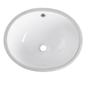 DeerValley Symmetry 18.31-in White Oval Undermount Bathroom Sink with Overflow Drain