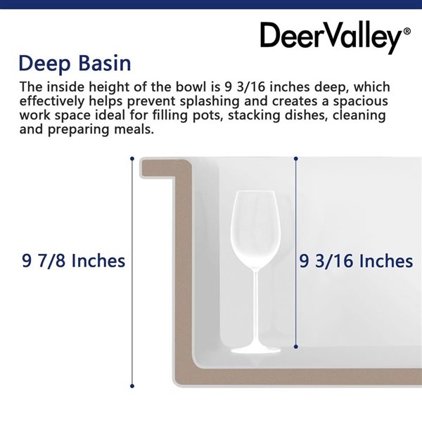 DeerValley Glen White Rectangular Fireclay 27-in Single Bowl Undermount/Drop-In Kitchen Sink