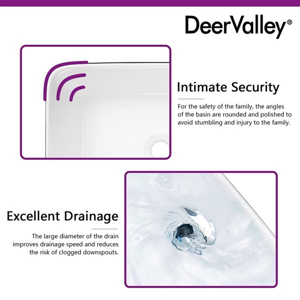 DeerValley Ally Black and White Ceramic Rectangular Vessel Bathroom Sink